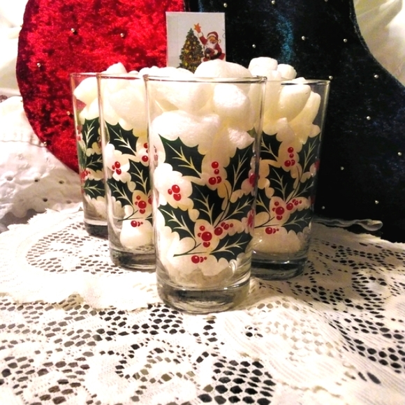 *SET of 4* HOLLY  VINTAGE Glasses By INDIANA GLASS COMPANY* No Spill Bot… - Picture 5 of 10